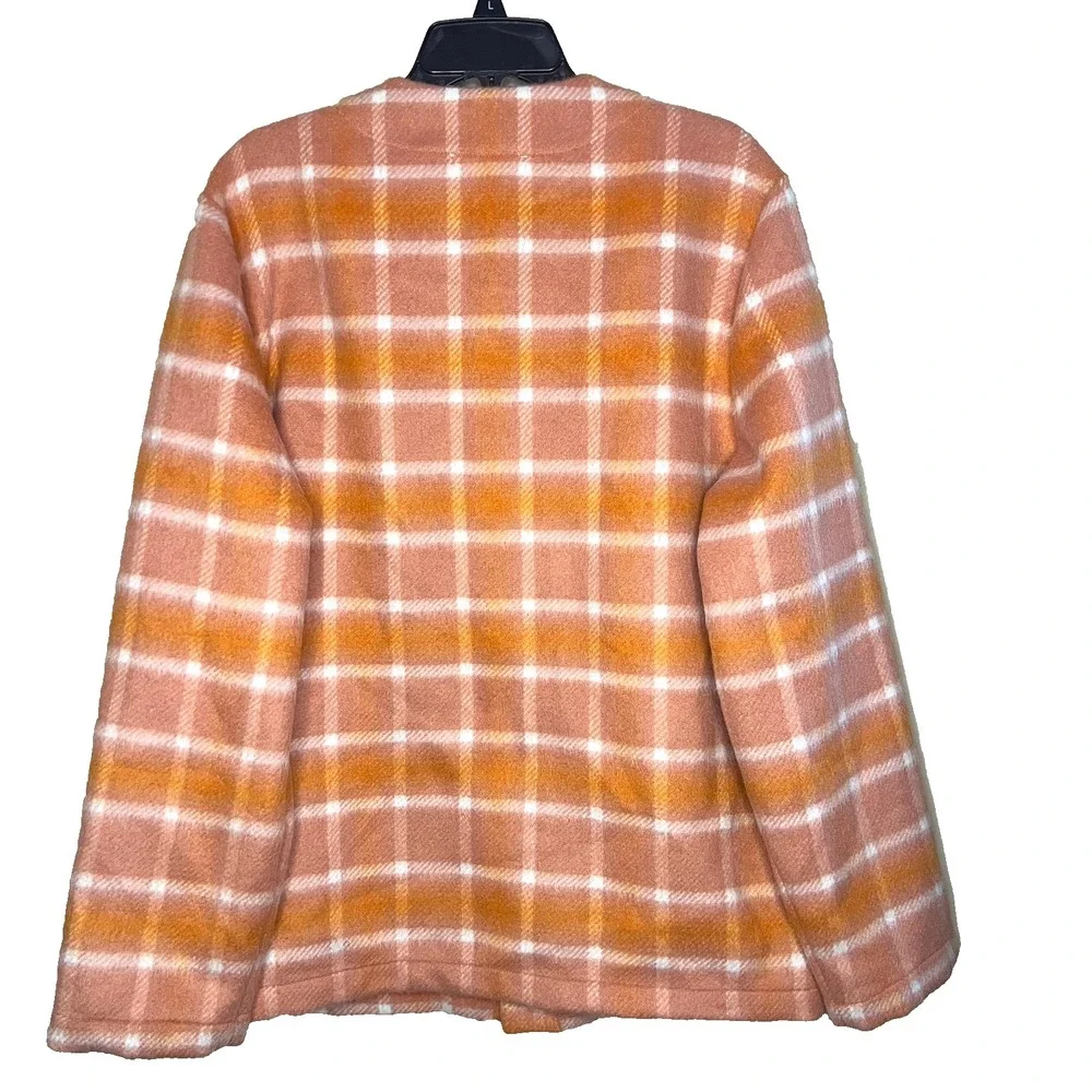 NWT Macy's MODE BY ONE Mens Flannel‎ Cardigan Jacket Voltage Orange M Shacket